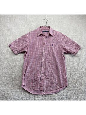 Vintage Polo Ralph Lauren Shirt Me M Pink Gingham Short Sleeve Preppy Old Money
